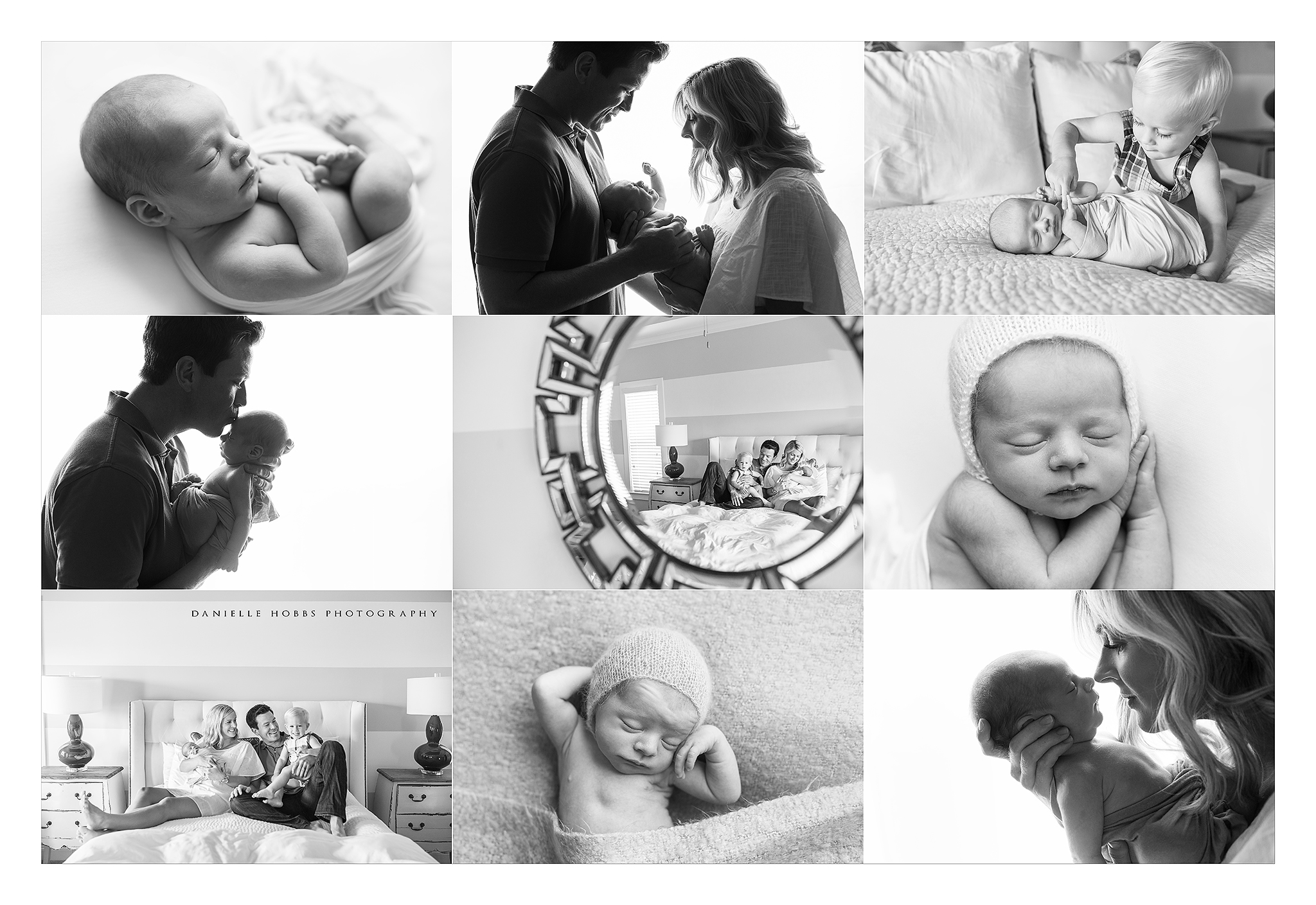 black and white newborn session