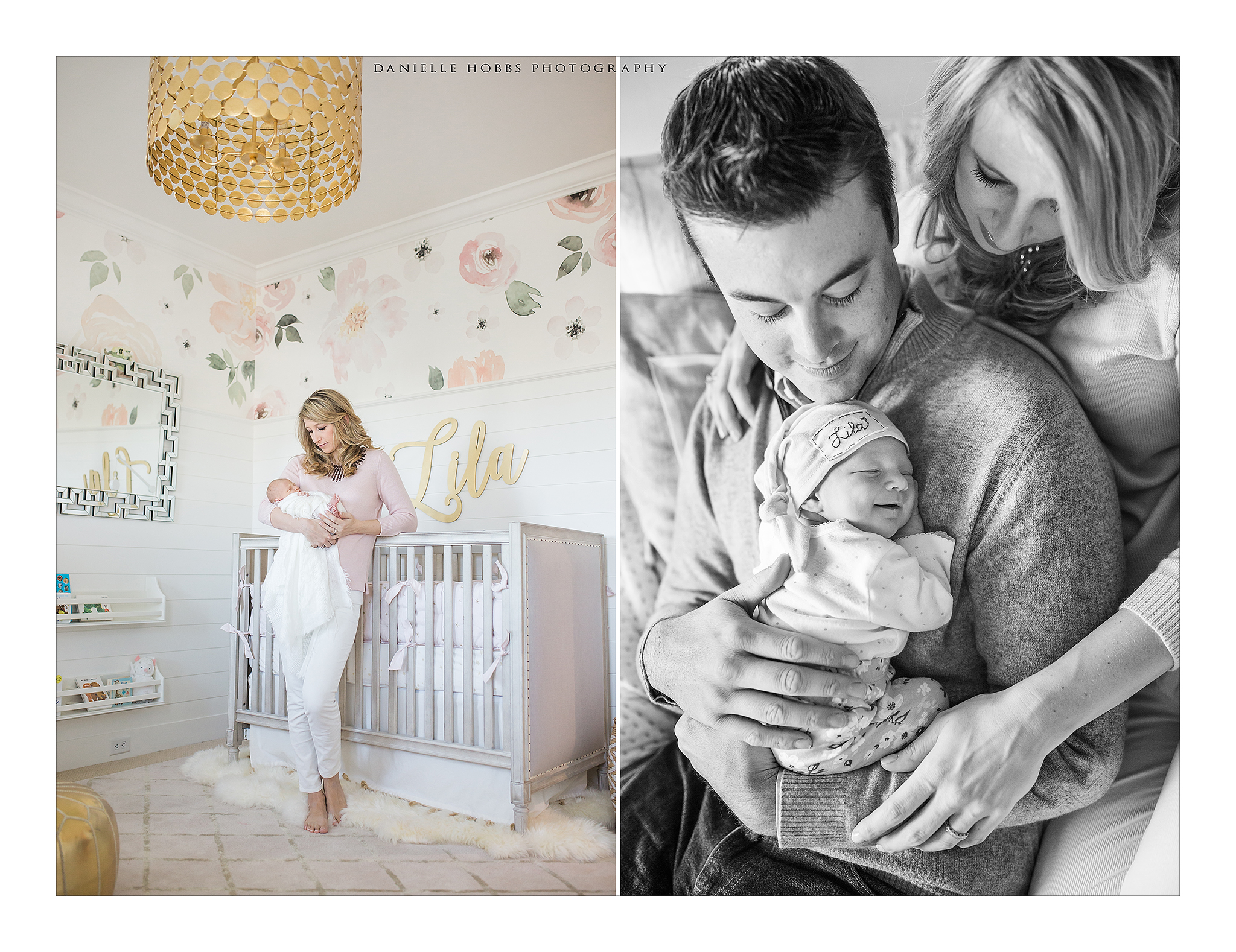 dc newborn photographer, pink and gold nursery, lifestyle newborn