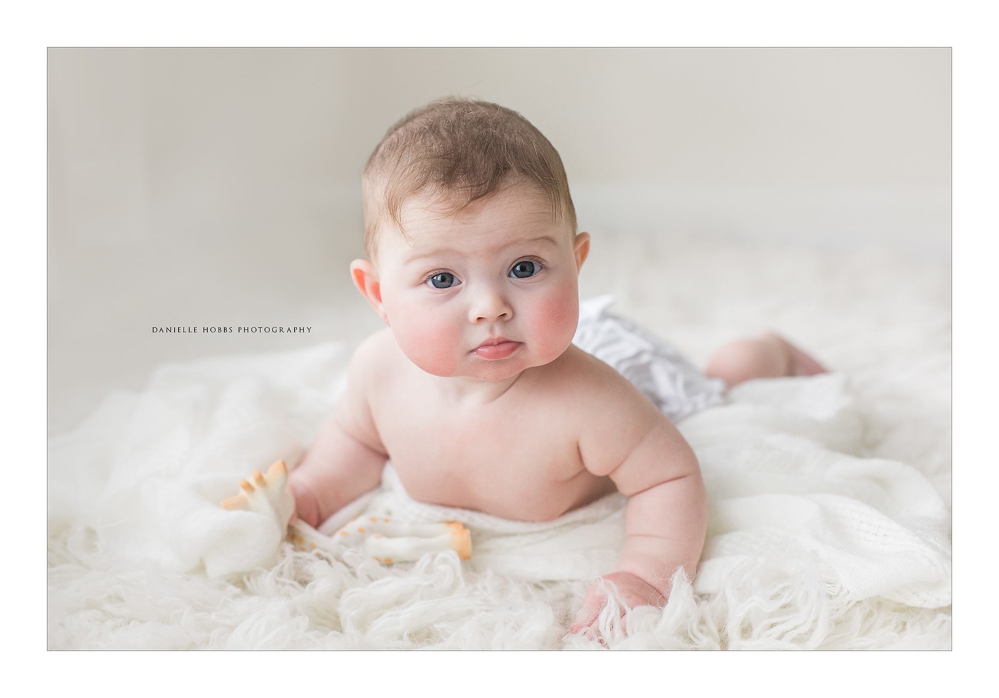 baby tummy time with sophie giraffe DC photographer