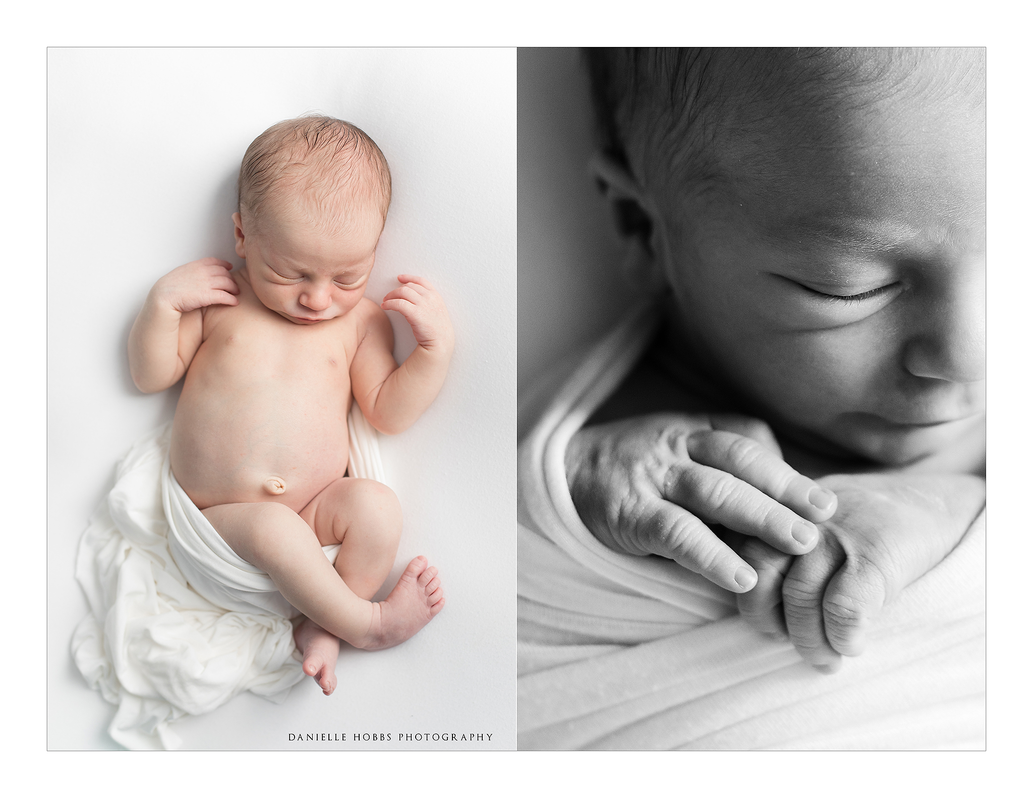 baby led relaxed newborn on white