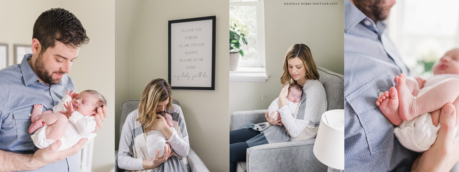 parent pictures in baby nursery washington dc newborn photo session